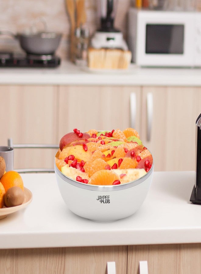 جايبي بلس طقم أوعية خلط وتقديم من الفولاذ المقاوم للصدأ من جاي بي بلس، 3 قطع مع غطاء، مقاوم للصدأ، آمن للاستخدام في الميكروويف، سعة 1000 مل، لون عاجي - Image 2